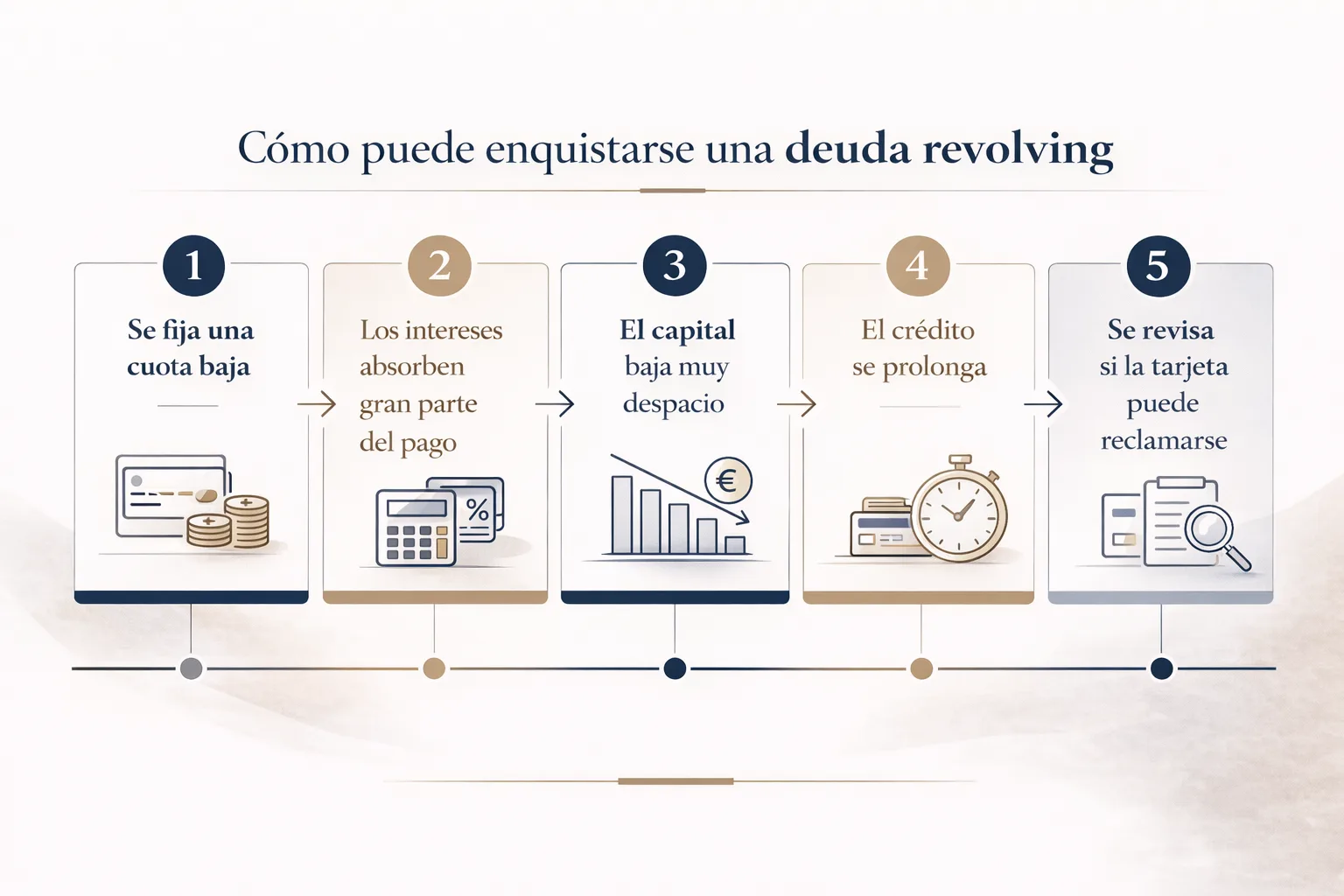 Gráfico sobre cómo puede enquistarse una deuda de tarjeta revolving
